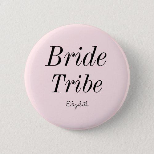 Bride Tribe Blush Pink Black Wedding Button