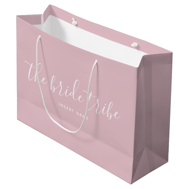 Bride Tribe Blush Pink Wedding  Large Gift Bag (Front Angled)