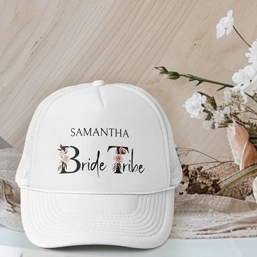 Bride Tribe Boho Floral Letters Bachelorette Trucker Hat