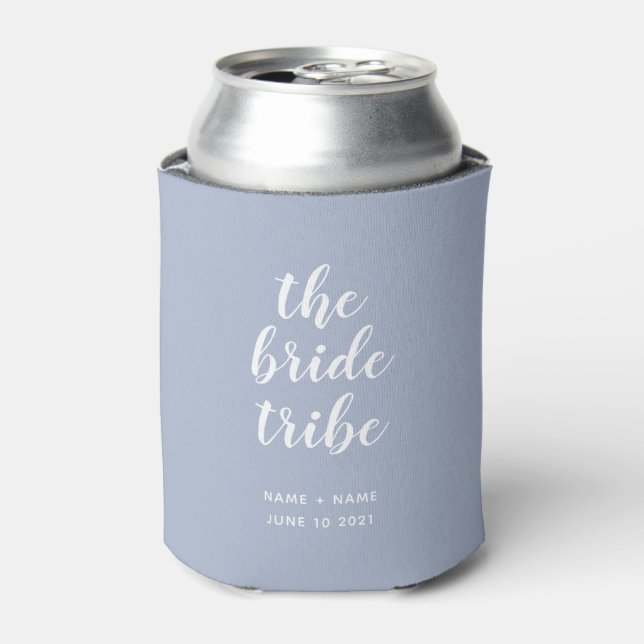 Bride Tribe Bridal Party Bridesmaid Dusty Blue  Can Cooler (Can Front)