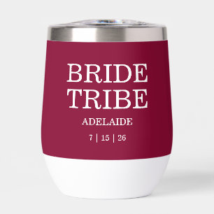 Bride Tribe Bridal Party Cranberry Red Thermal Wine Tumbler