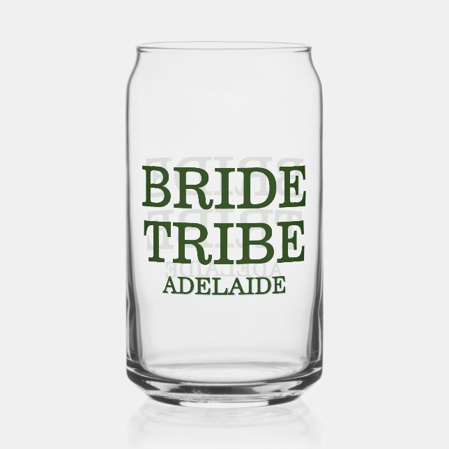 Bride Tribe Bridal Party Hunter Green Can Glass (Front)