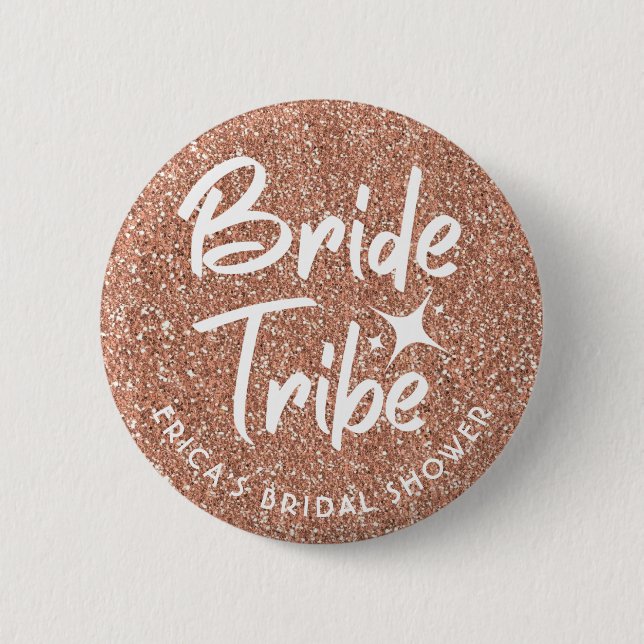 Bride tribe bridal shower rose gold pin (Front)