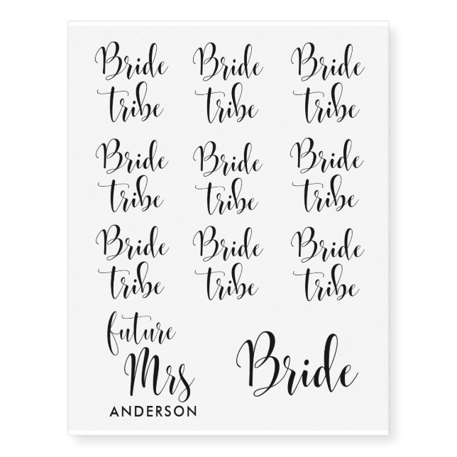 Bride tribe Bridal shower Temporary Tattoos (Front)