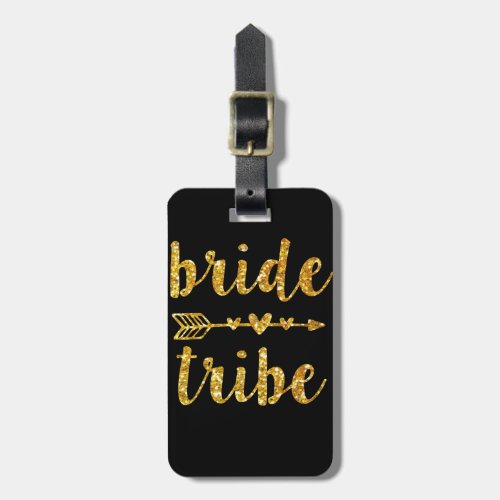 Bride Tribe Bridesmaid Gold Glitter Luggage Tag