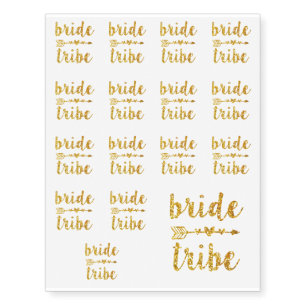 Bride Tribe Bridesmaid Gold Glitter Temporary Tattoos
