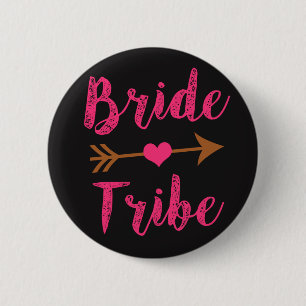 Bride Tribe Bridesmaid Pink Script buttons