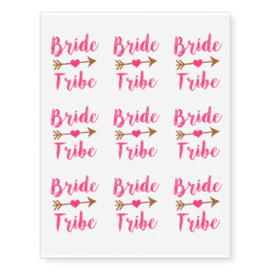 Bride Tribe Bridesmaid Pink Temporary Tattoos