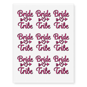 Bride Tribe Bridesmaid Pink Temporary Tattoos