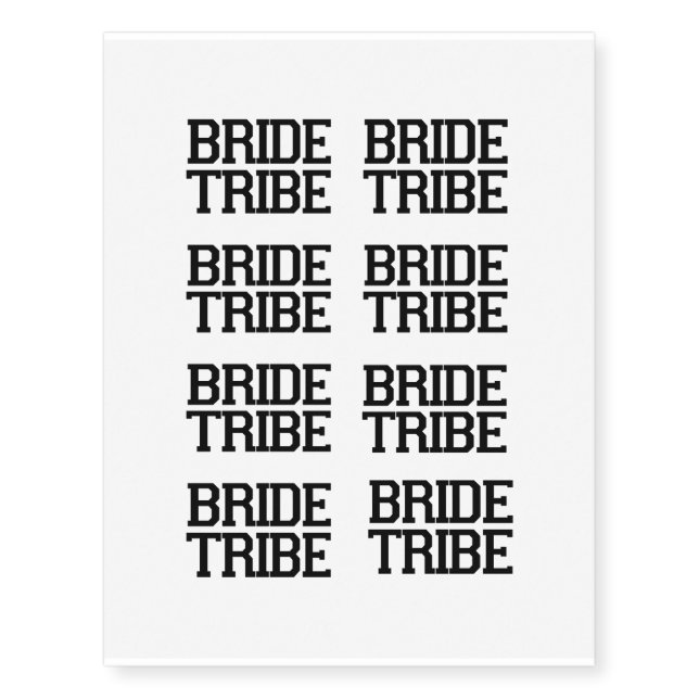 Bride Tribe Bridesmaid Tem Temporary Tattoos (Front)