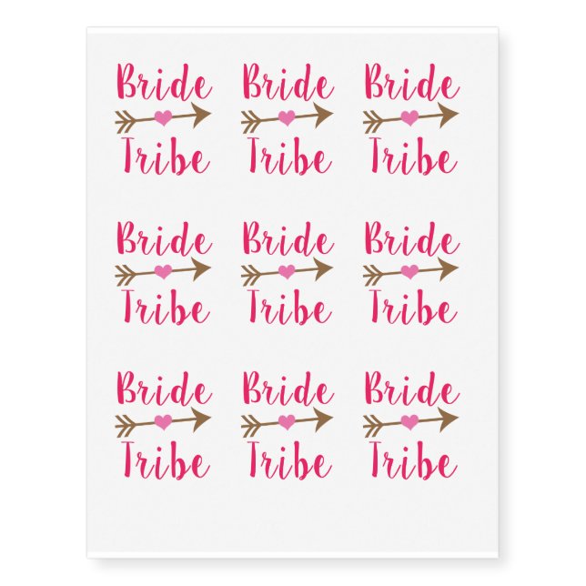 Bride Tribe Bridesmaids Temporary Tattoos Funny (Front)