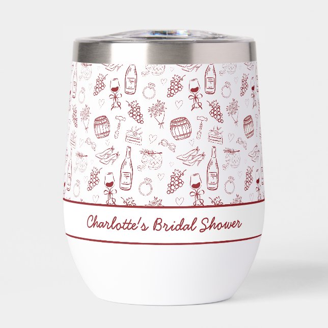Bride Tribe Burgundy Bridal Shower Thermal Wine Tumbler (Front)