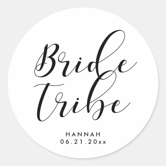 Bride tribe classic round sticker (Front)