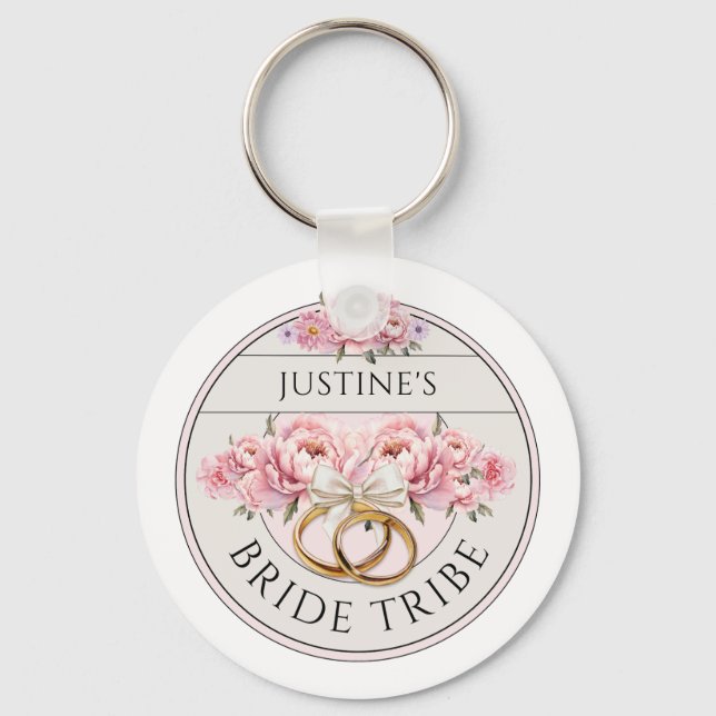 Bride Tribe custom floral Keychain (Front)