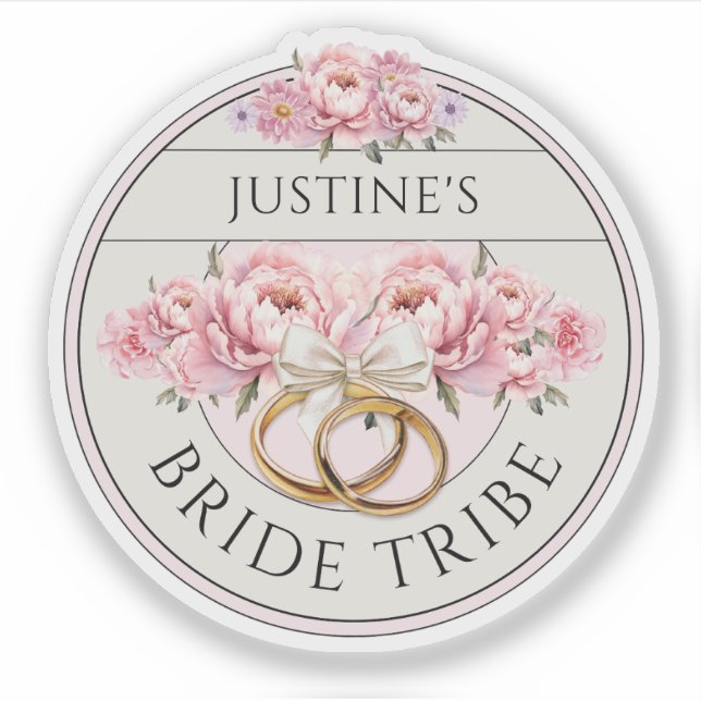 Bride Tribe custom floral purple Sticker (Front)