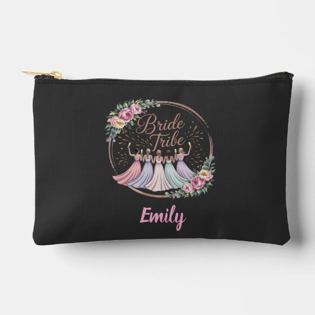 Bride Tribe Custom Name Bachelorette Party  Accessory Pouch (Front)