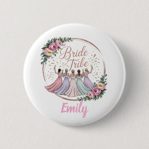 Bride Tribe Custom Name Bachelorette Party  Button