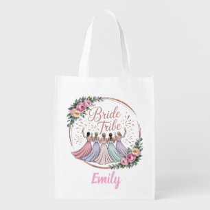 Bride Tribe Custom Name Bachelorette Party Grocery Bag
