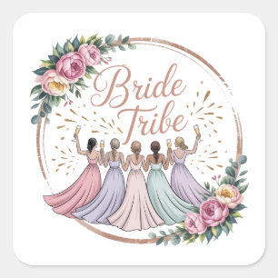 Bride Tribe Custom Name Bachelorette Party Square Sticker