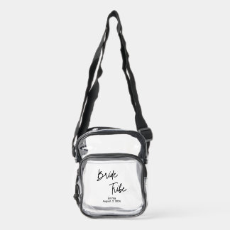 Bride Tribe Custom Name & Date Bachelorette  Clear Crossbody Bag