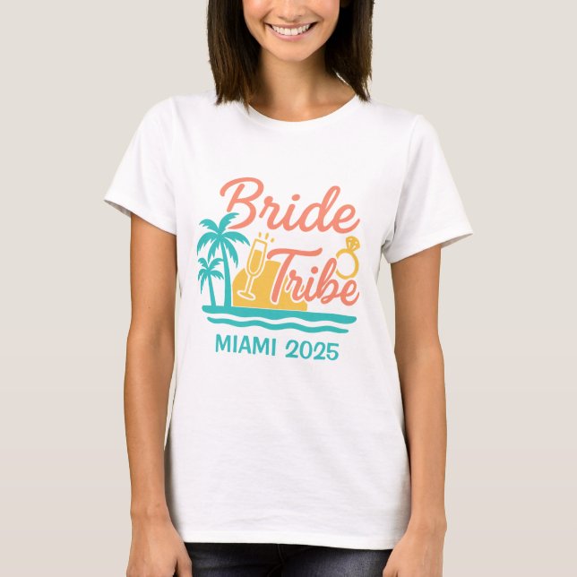 Bride Tribe Custom Name & Date  Bachelorette Party T-Shirt (Front)