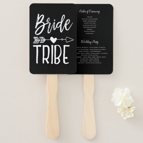 Bride Tribe  Custom Name Wedding Black Hand Fan