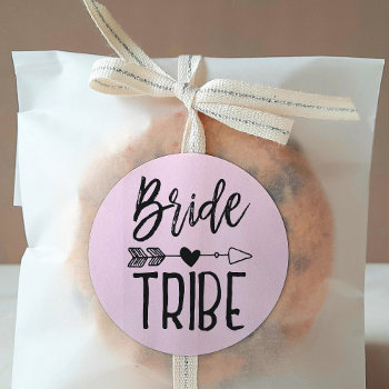 Bride Tribe | Custom Name Wedding Classic Round Sticker by colorjungle at Zazzle