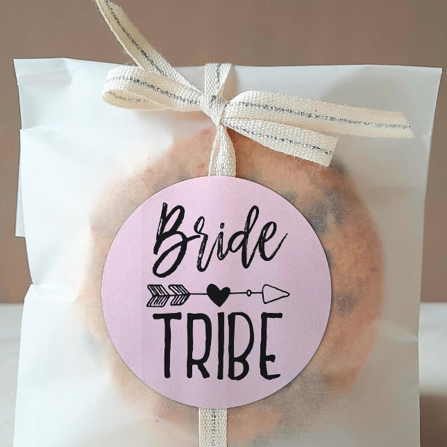 Bride Tribe | Custom Name Wedding Classic Round Sticker (Creator Uploaded)