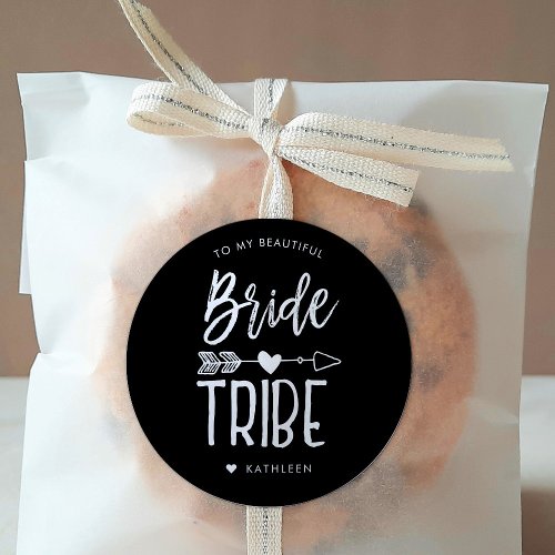 Bride Tribe  Custom Name Wedding Classic Round Sticker