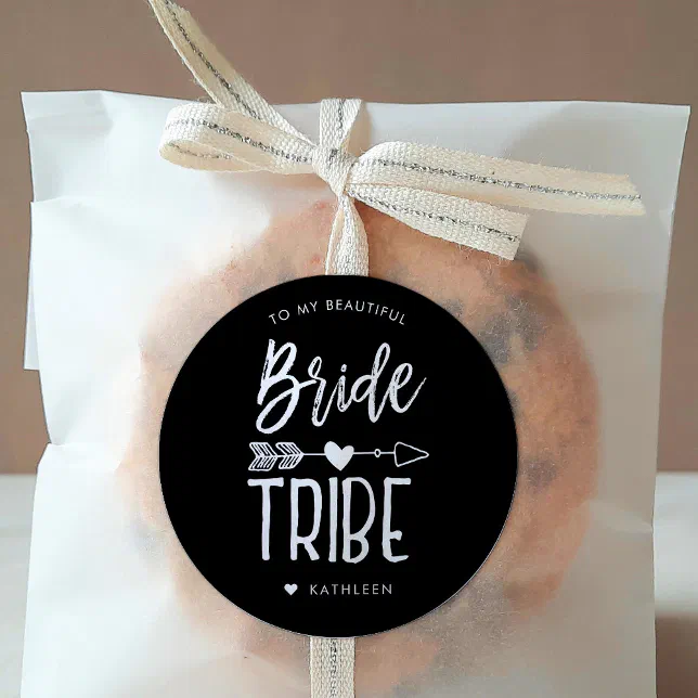 Bride Round Sticker Bride Tribe | Custom Name Wedding Classic Round Sticker | Zazzle