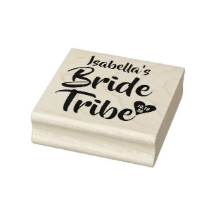 Bride Tribe Date Heart Personalised Rubber Stamp