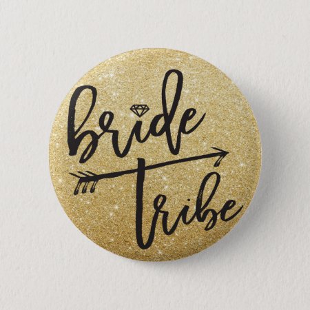 Bride Tribe Diamond Gold Bridal Party Wedding Button