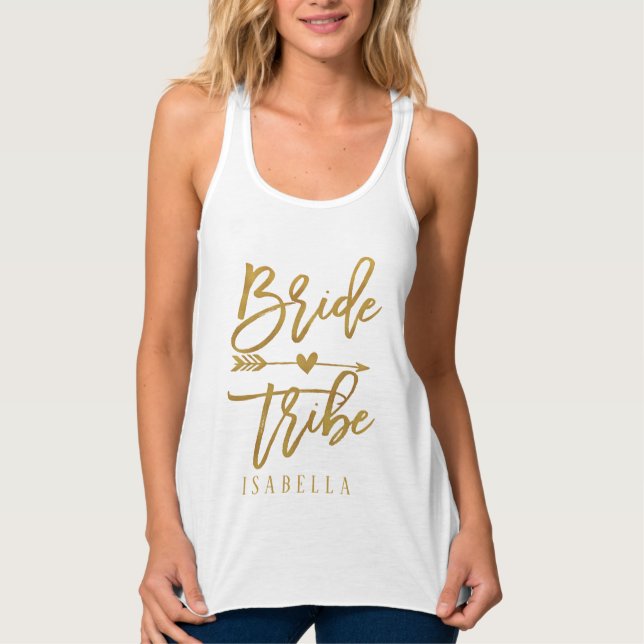 Bride tribe faux gold foil bridesmaid gift tank top (Front)