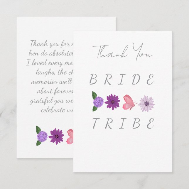 Bride Tribe Floral Bride Hen Do Gift  Thank You Card (Front/Back)