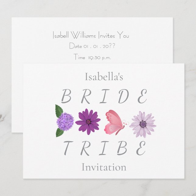 Bride Tribe Floral Bride Hen Party  Invitation (Front/Back)