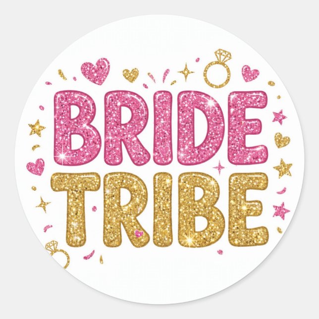 Bride Tribe Glitter Sticker (Front)