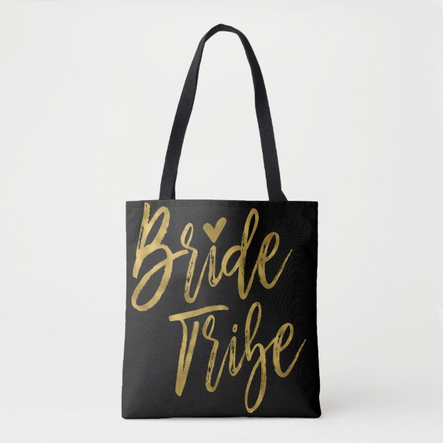 Bride Tribe Gold and Black Wedding Party Bag (Front)
