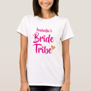 Bride Tribe Gold Date Heart Personalised T-Shirt