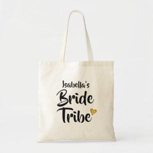 Bride Tribe Gold Date Heart Personalised Tote Bag