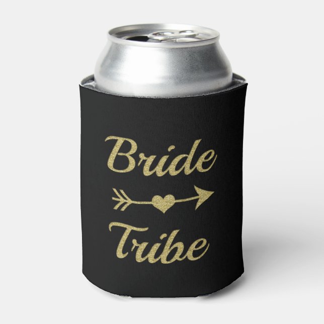 Bride Tribe Gold Glitter Bridesmaid can cooler (Can Front)