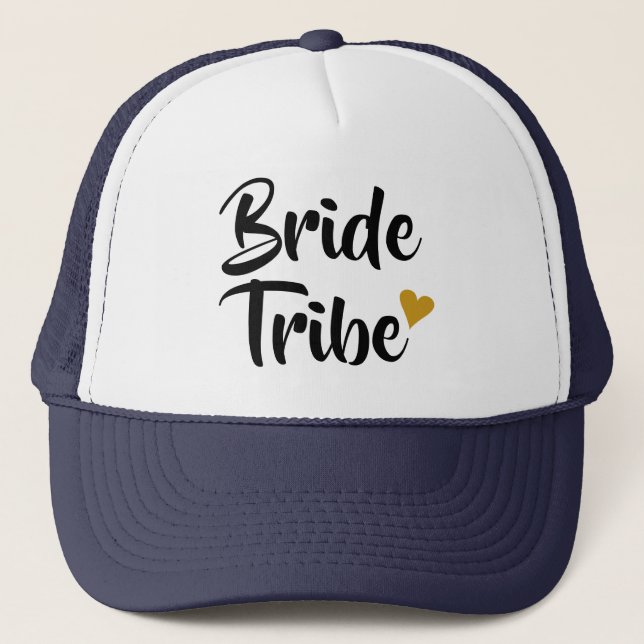 Bride Tribe Gold Heart Bachelorette  Trucker Hat (Front)