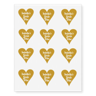 Bride Tribe Gold Heart Bridal Shower Temporary Tattoos