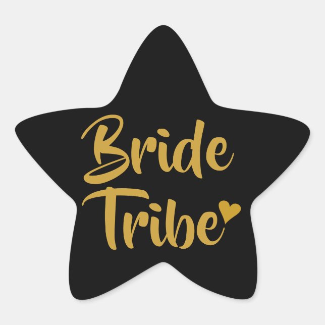 Bride Tribe Gold Heart Star Sticker (Front)