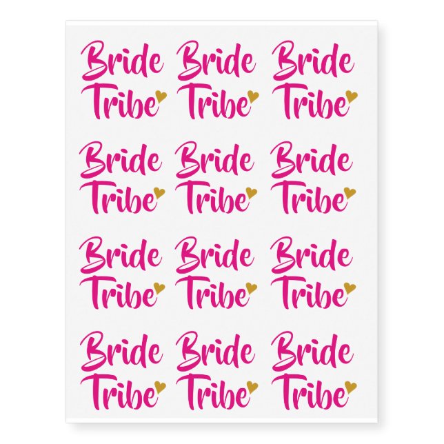 Bride Tribe Gold Heart Temporary Tattoos (Front)