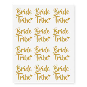 Bride Tribe Gold Love Heart Bachelorette Party Temporary Tattoos