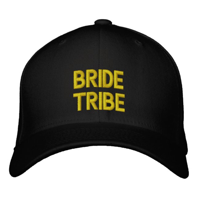 Bride Tribe Gold Typography Bachelorette Embroider Embroidered Baseball Cap (Front)