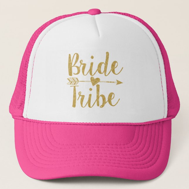 Bride Tribe|Golden Glitter-Print Trucker Hat (Front)