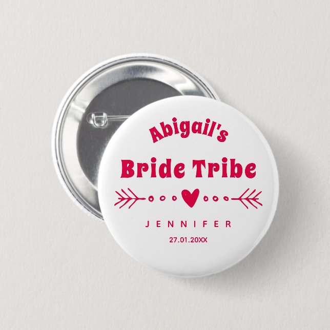 Bride Tribe - Hot Pink Bachelorette / Bridal Party Button (Front & Back)