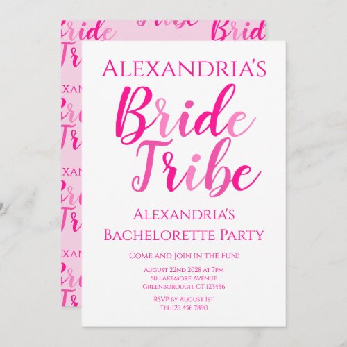 Bride Tribe Hot Pink Bachelorette Party Invitation