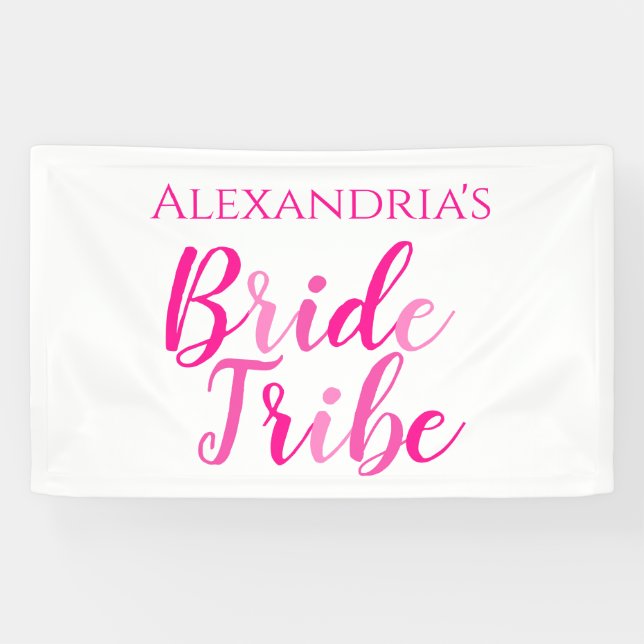 Bride Tribe Hot Pink Modern Bachelorette Party Banner (Horizontal)
